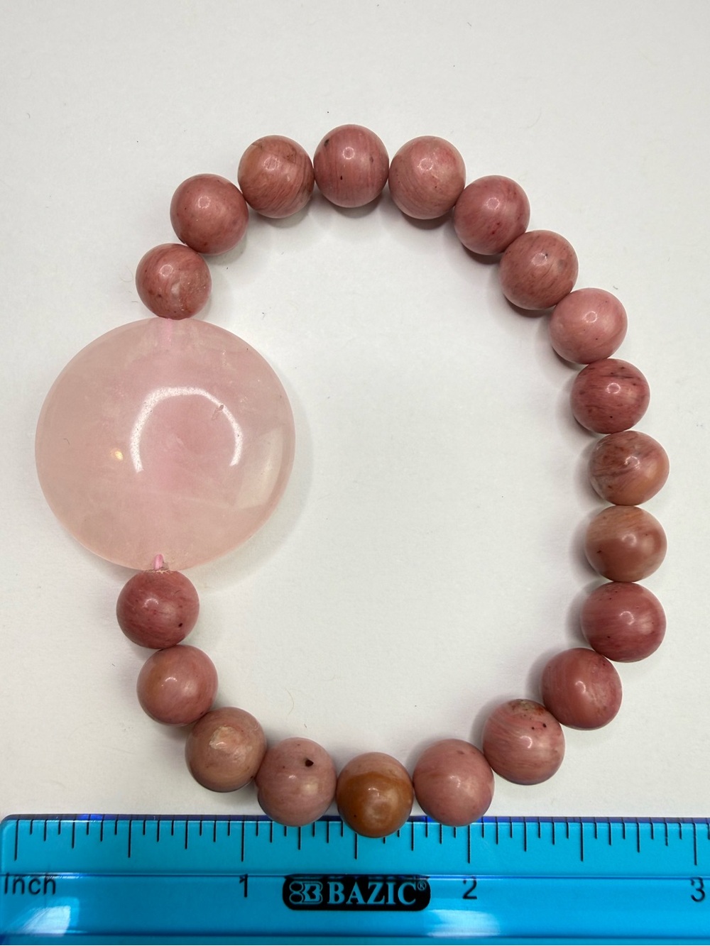 Rhodonite & Rose Quartz Bead Bracelet  - Natural Crystal Stone